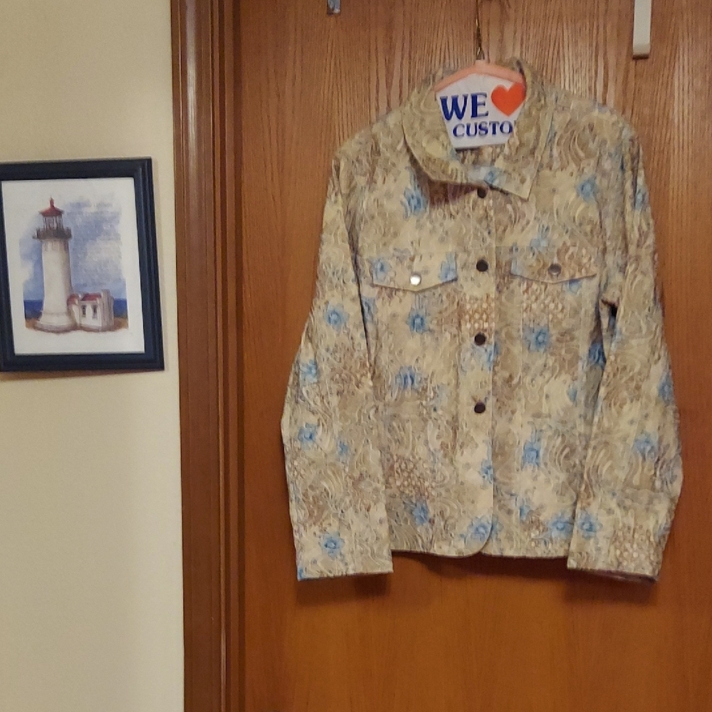 Analogy Women's Floral Blazer - Blue and Brown
